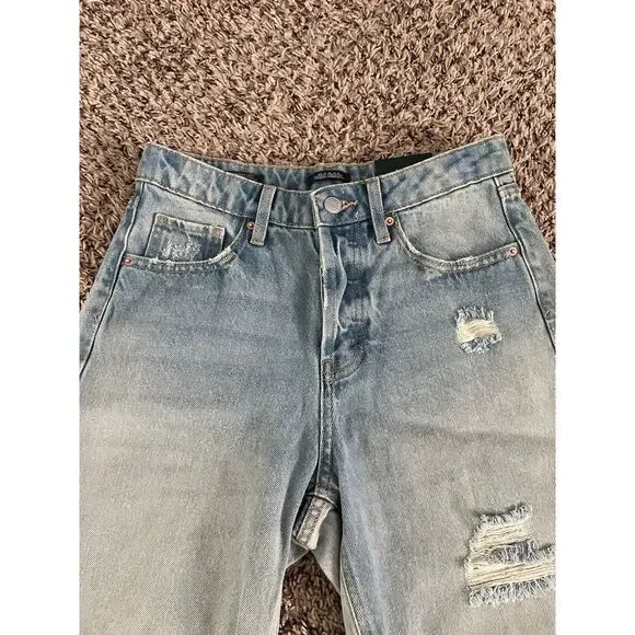 NWT Wild Fable Women's high rise Bermuda cut off Jean shorts size 0 - Picture 2 of 9